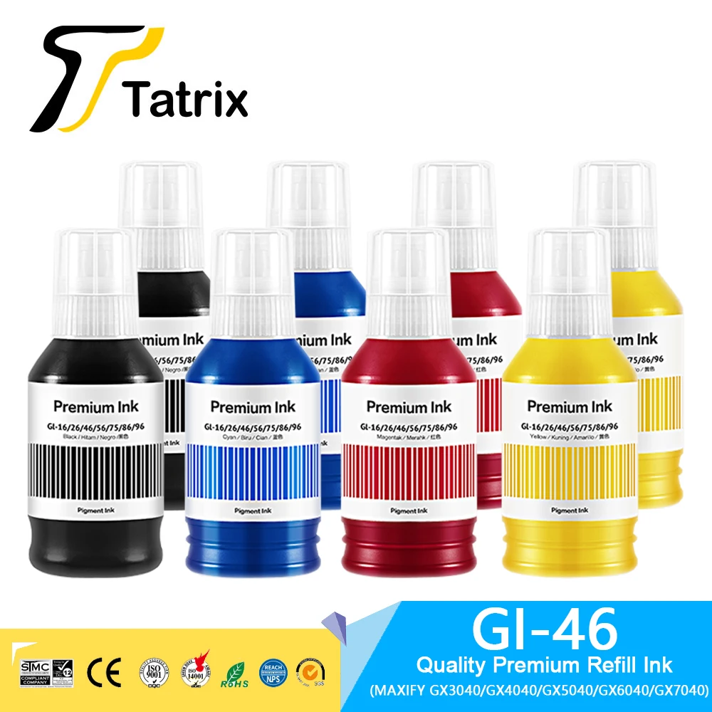 Tatrix GI46 GI-46 GI 46 Premium Color Compatible Refill Ink for Canon MAXIFY GX3040/GX4040/GX5040/GX6040/GX7040 Printer