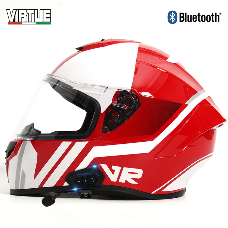 

DOT Certified VIRTUE Electric Motorcycle Helmet for Men and Women All Seasons Bluetooth Full Helmet Motorcycle Helmet.