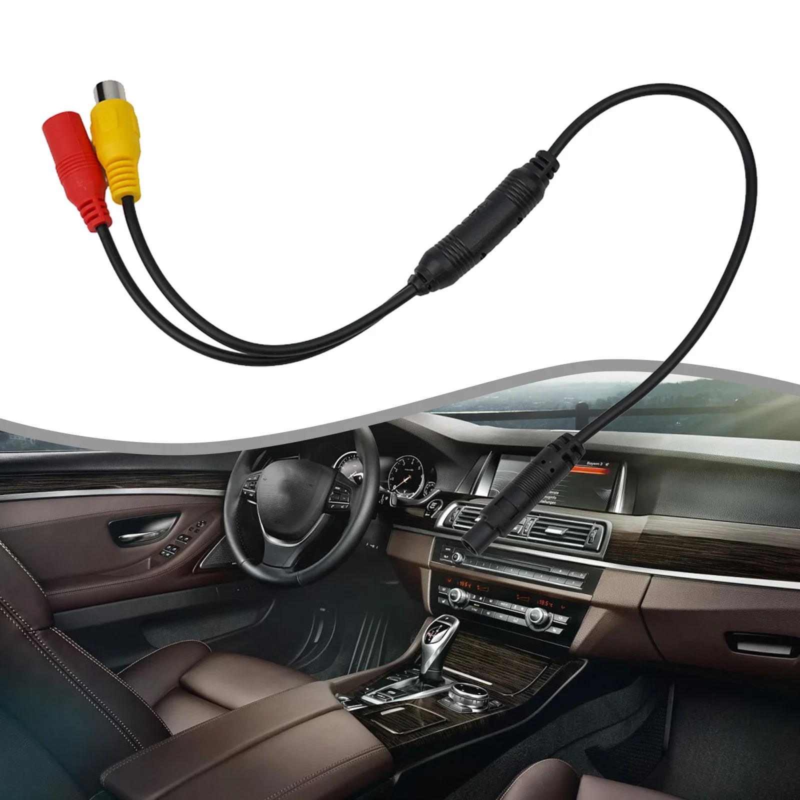 Car RCA CVBS Male To 4-Pin Female Conversion Cable For Rear View Mirror DVR Connecting The Reversing Camera Car Accessories