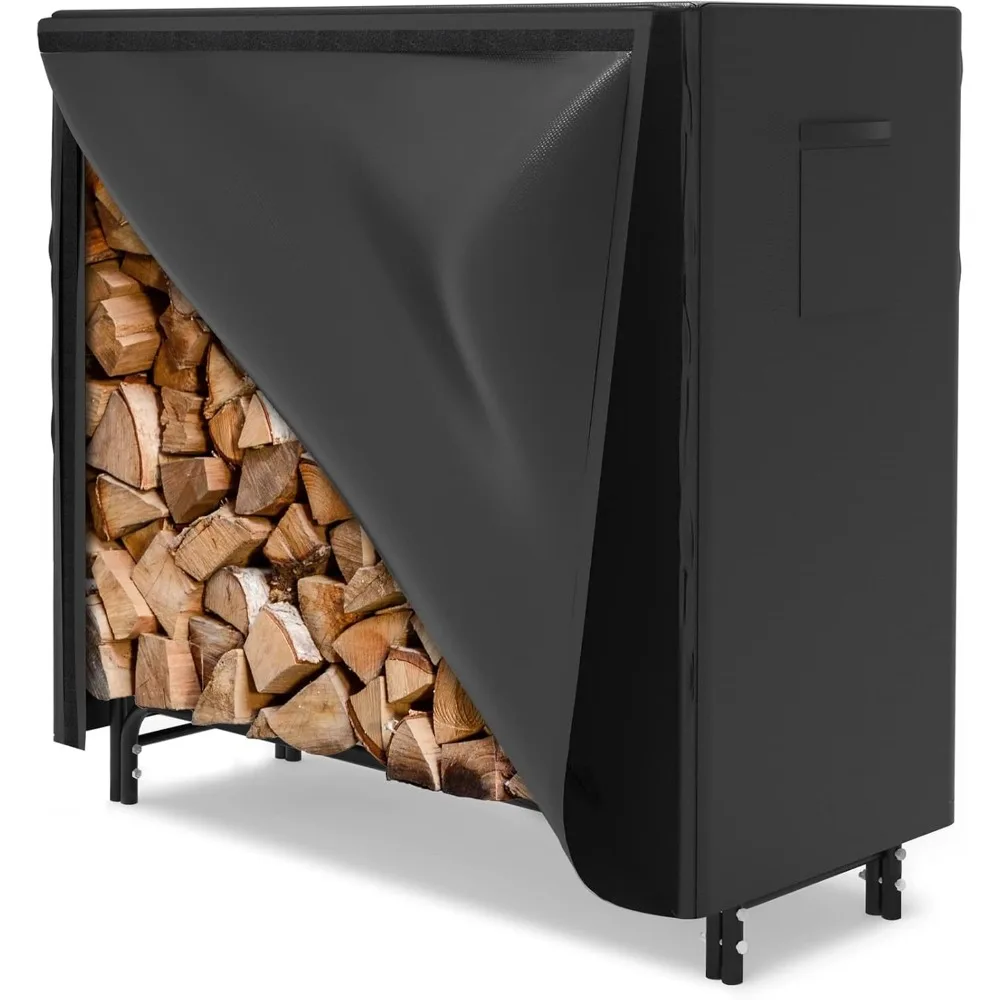 Firewood Log Rack with Cover Outdoor, Heavy Duty Firewood Rack with Weather Resistant 600D Oxford Fabric Cover, 4ft