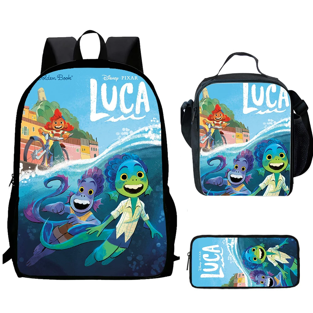 Luca Alberto Sea Monster Child School Backpack With Thermal Cooler Lunch Box Pencil Bags School Bags for Boys Girls Best Gift