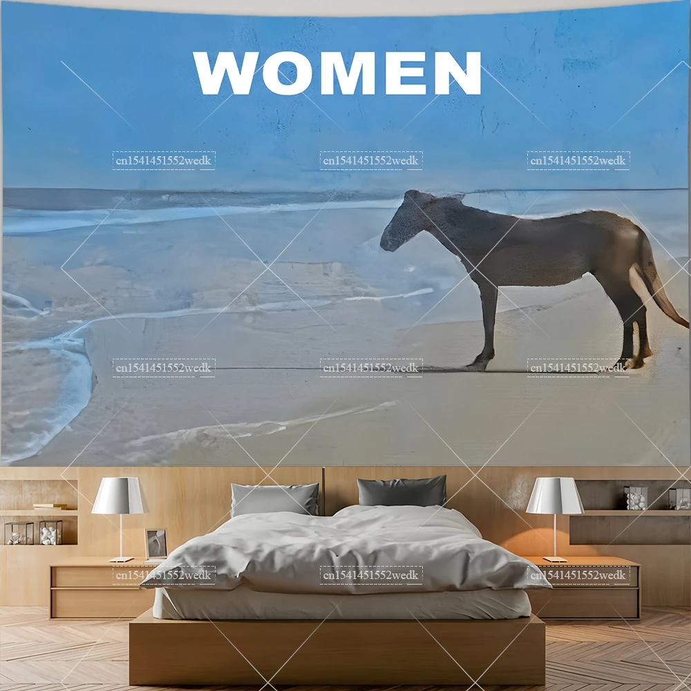 Man Hd Horse On Beach Meme Tapestry Funny Cartoons Tapestries Sea Landscape Tapestrys Room Decor Aesthetic Poster Dorm Backdrops