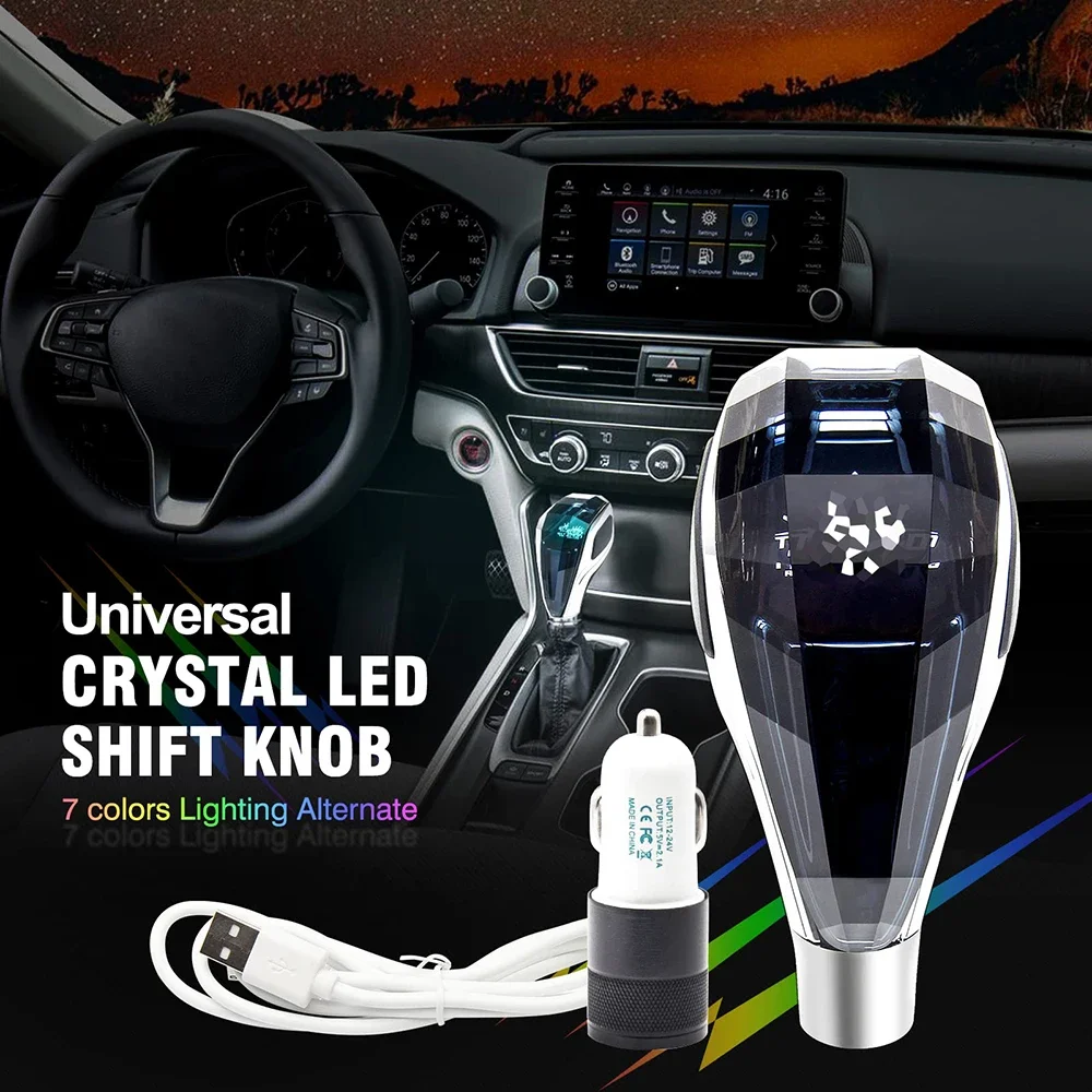 Universal Crystal Gear Shift Knob with LED Light for toyota lexus  mitsubishi mazda hyundai honda Nissan Alpha