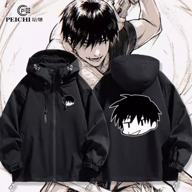 Anime Jujutsu Kaisen Fushiguro Toji Windbreaker Jacket Hoodie Cosplay Autumn Winter Men Women Coat Loose Tops