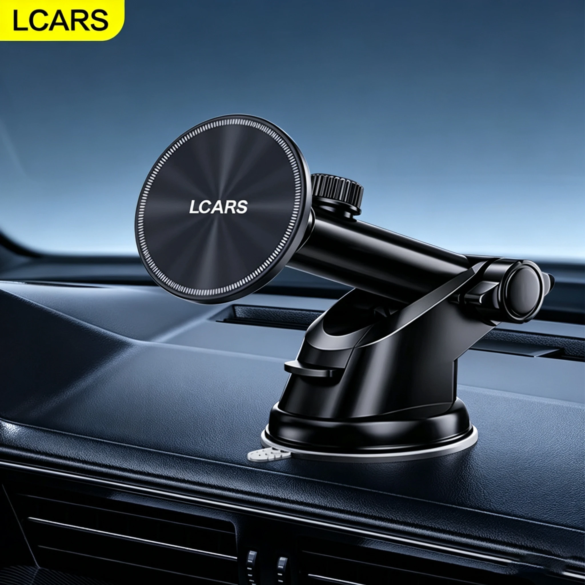 Lcars Adjustable Long-Arm Magnetic Phone Holder, Dual Mounting Structure with Suction Cup and Dashboard Attachment, Universal Car Navigation Support Accessory for Multiple Vehicle Models