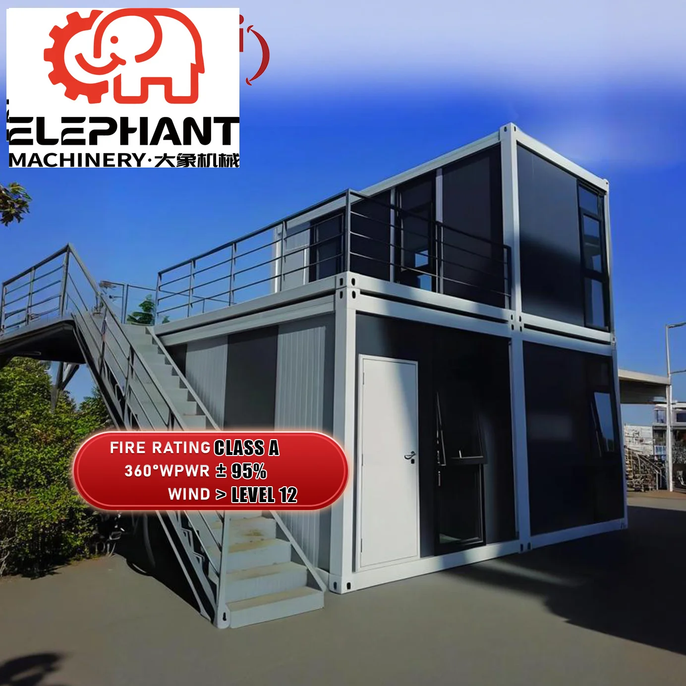 ELEPNANT House Modular Prefabricated Houses 2 Floor Container House for Apartments Mobile Home Use Solar Kitchen Container