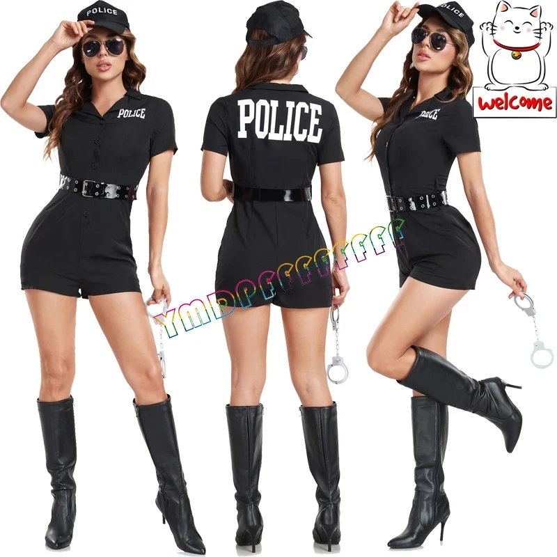 

✠CAINIAONew S-XL sexy women's police uniform cosplay jumpsuit police erotic uniform role-playing erotic jumpsuit hot sellingT@✠