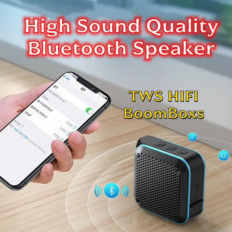 

Переносной уличный водонепроницаемый мини-сабвуфер HIFI стерео Bluetooth динамик высокое качество звука бумбокс для TWS AUX TF Card Play
