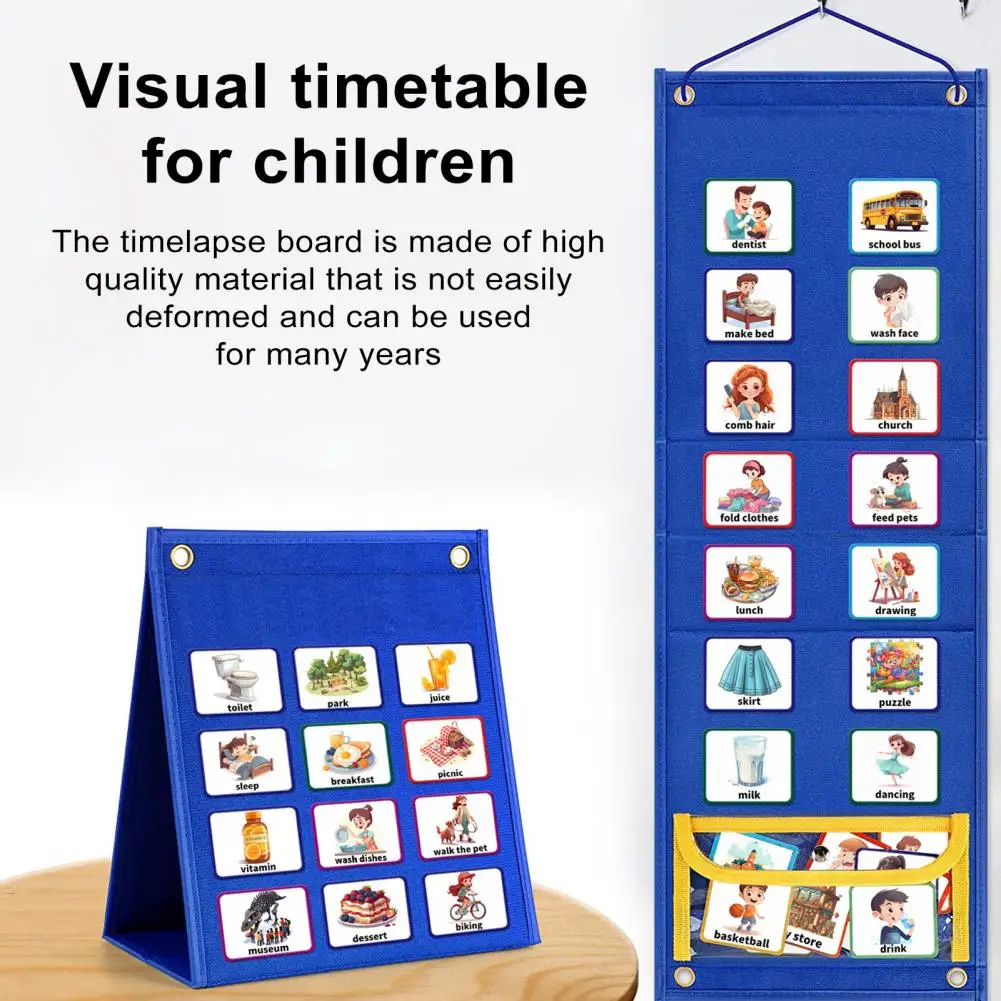 1 Set Anak Visual Bagan Jadwal 2-in-1 harian Chore alat belajar rutin lipat anak Visual Timeline untuk rumah Sekolah