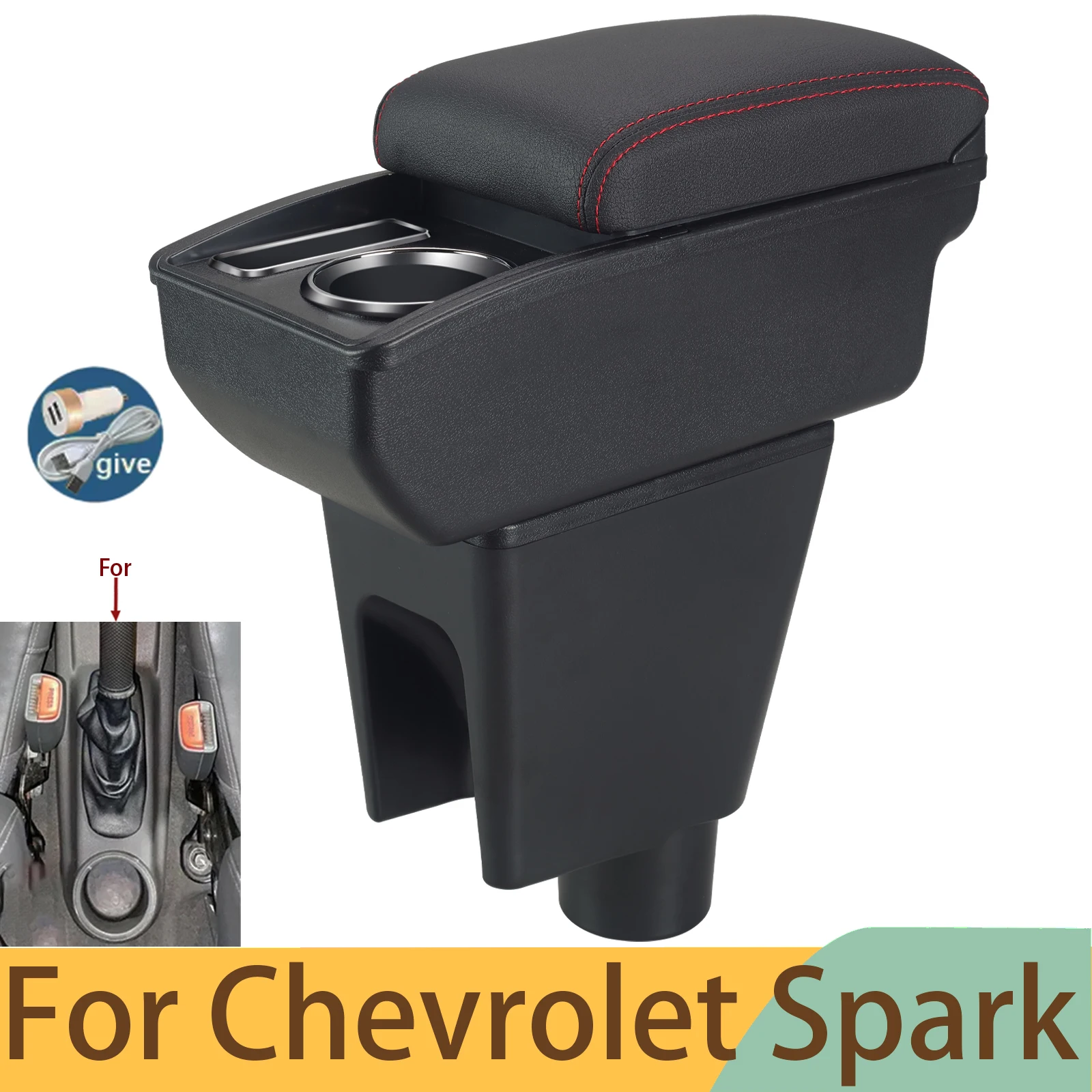 

For Chevrolet Spark Armrest Box For Chevrolet Spark 3 III Aveo T200 Car Armrest Storage Box Cup Holder Retrofit Car Accessories