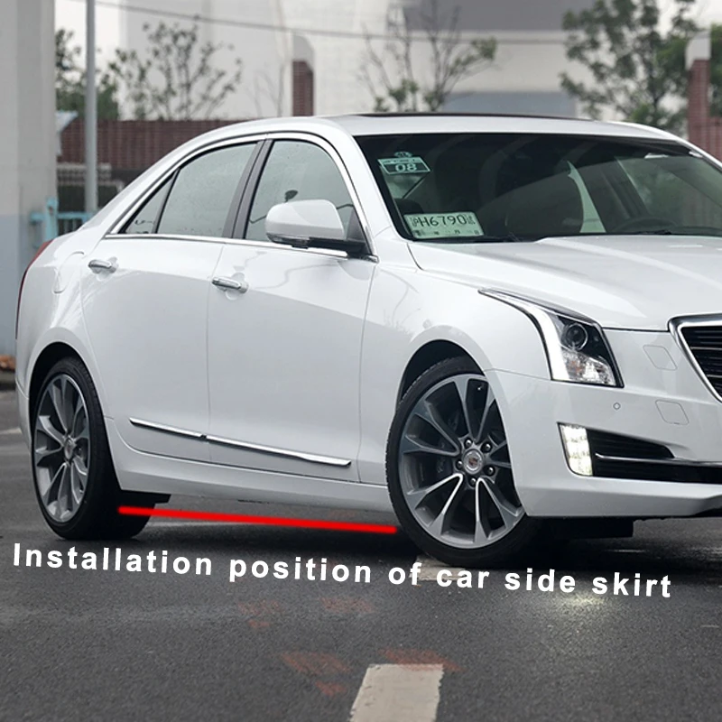 

Car Side Skirts Extensions Bumper Door Lip Splitters Winglet 107CM Carbon Look Accessories ABS For Cadillac ATS-L 2014-2017 2016