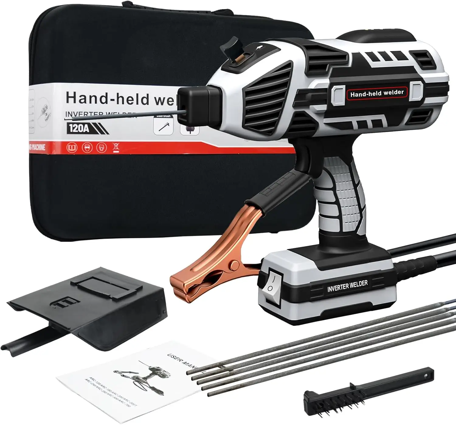 Handheld IGBT Inverter Welding Machine 110V Portable ARC Welder with 5 Current Adjustments for 1/16"-1/8" Rods