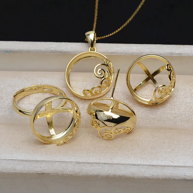 Set de Accesorios de Joyería DIY de Plata S925 con Perla Mabe y Base Plana para Cole y Pendientes, 65mm, Kit de Ear Cuff...