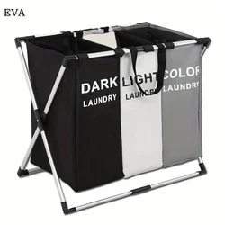 Laundry Basket Laundry Sorter Dirty Clothes Storage Basket 3 Grid Organizer Basket Collapsible Laundry Hamper Waterproof Basket