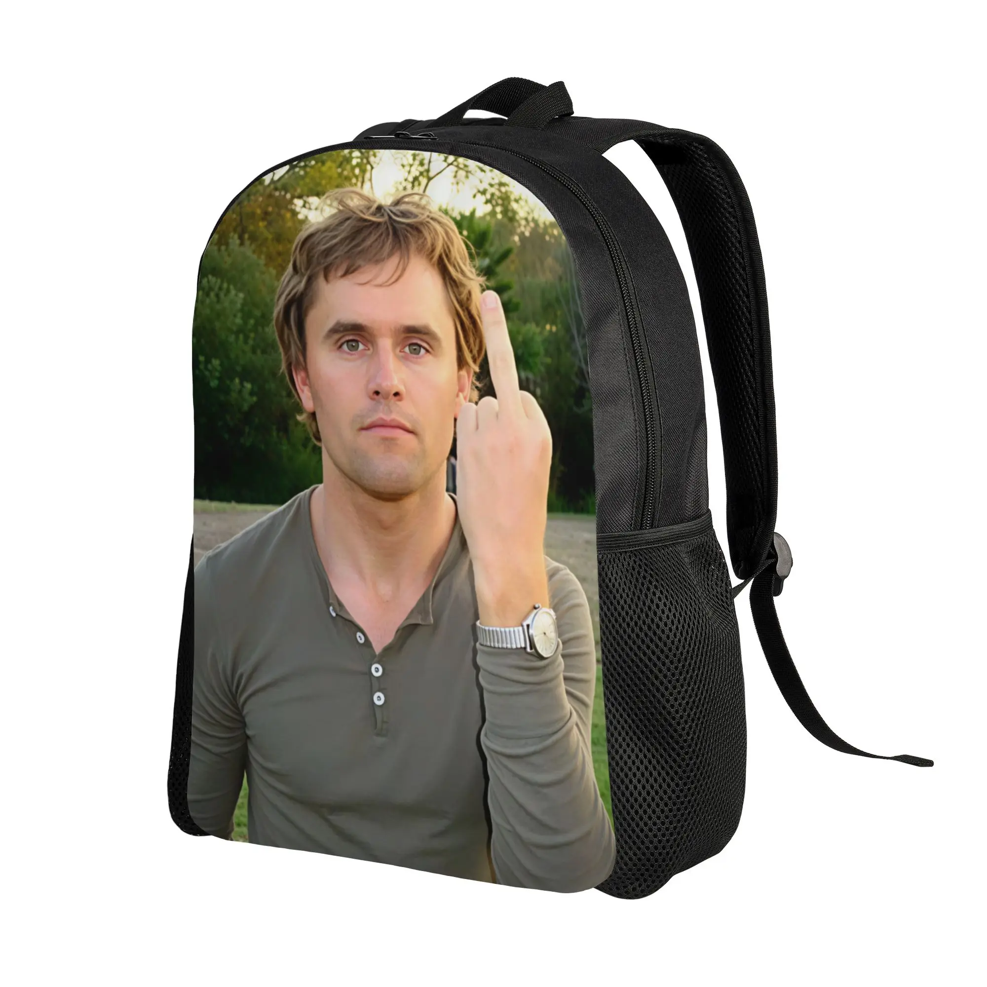 Charlie Kirk Middle Finger Outdoor Portrait Backpack Student Unisex Polyester Daily Backpacks Kawaii School Bags Rucksack
