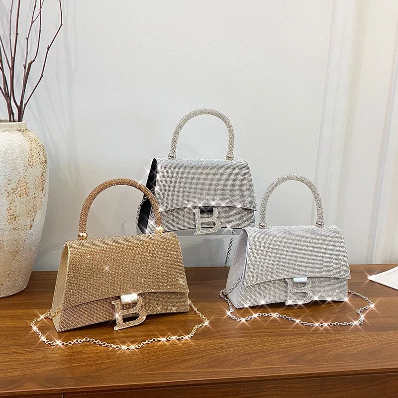 

202 New Designer Handbag Rhinestone Shoulder Purse Elegant Urban Small Square Crossbody Bag Women's Fashion Unique Top Handle