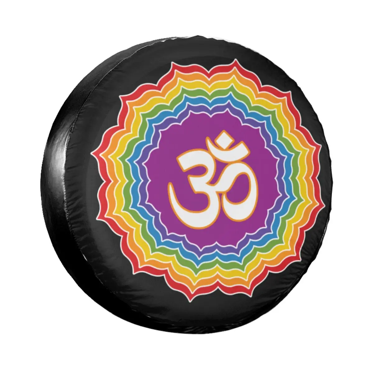 Seven Chakras Colors Spare Tire Cover Buddha Mandala Flower Wheel Covers for Jeep Prado Land Cruiser Trailer RV SUV Truck Camper