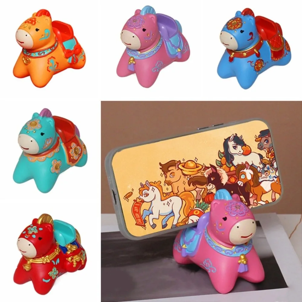 

Mascot Zodiac Horse Phone Stand Ornament Festival Decorative Animal Statue 2026 Horse Ornaments Holder Small Chinese Style