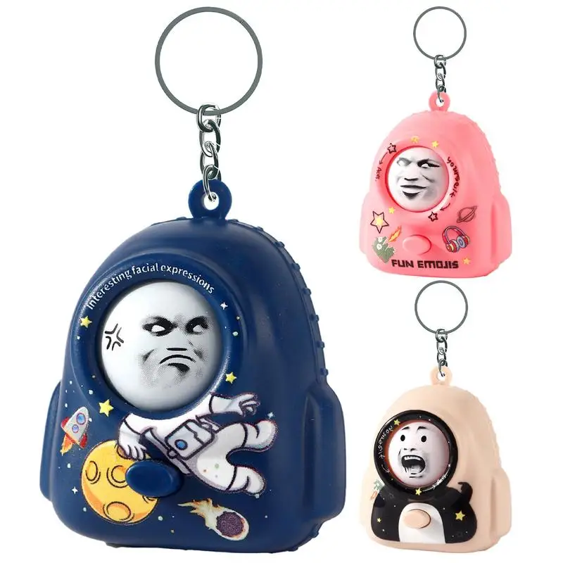 Funny Face Changing Key Charm School Bag Shaped Cartoon Key Chain Trendy Funny Keyholder Bag Backpack Pendant Cartoon Key Ring