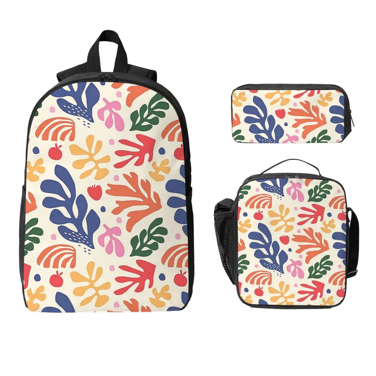 Matisse Flowers A Backpack Boys Girls BookBag School Bag Laptop Shoulder Bags 3ps Insulated Lunch Bag Pencil Case