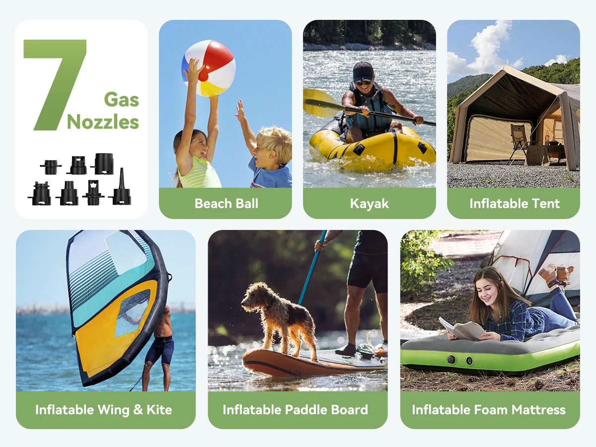 Anoutway SUP-Pumpe für Stand-Up-Paddle-Boards, 20 PSI, 4500 mAh, für aufblasbare Kite-Boards, Kajaks, Zubehör, aufblasbare Zelte und Matratzen – Detail 7
