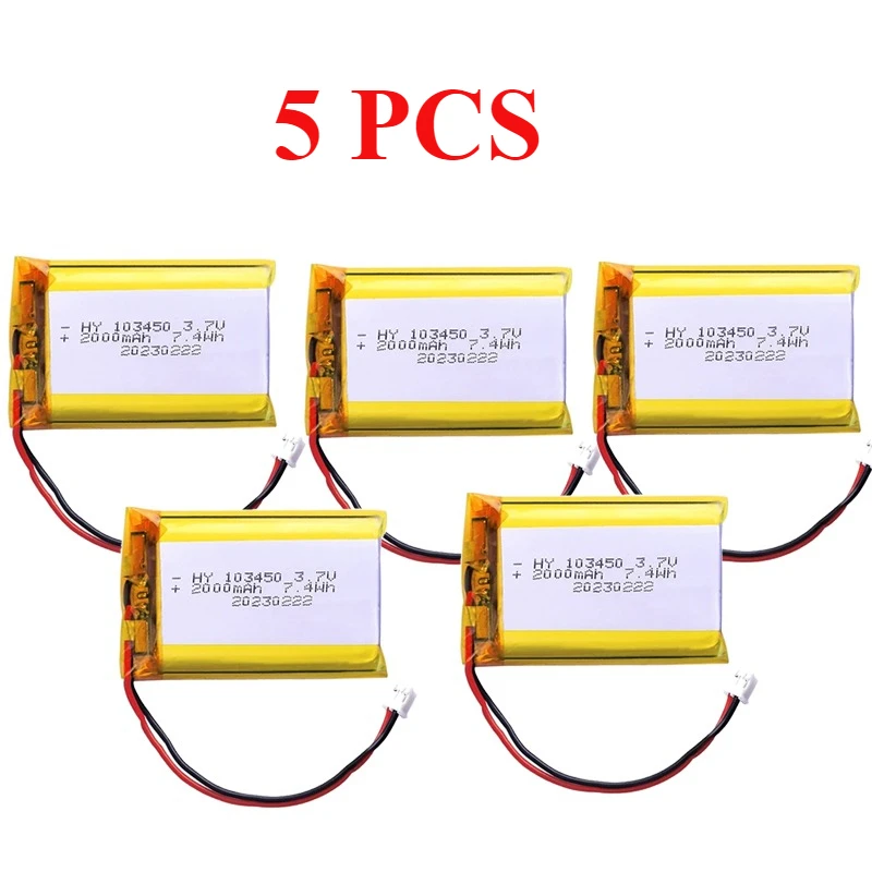 103450 3.7V 2000mAh Polymer Lithium Rechargeable Battery jst PH