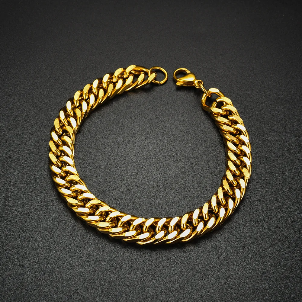 316L Stainless Steel Colorful Rainbow Cuban Weave Chain Bracelet Men Women Vintage Kpop Pulseras Aesthetic Emo Luxury Jewelry