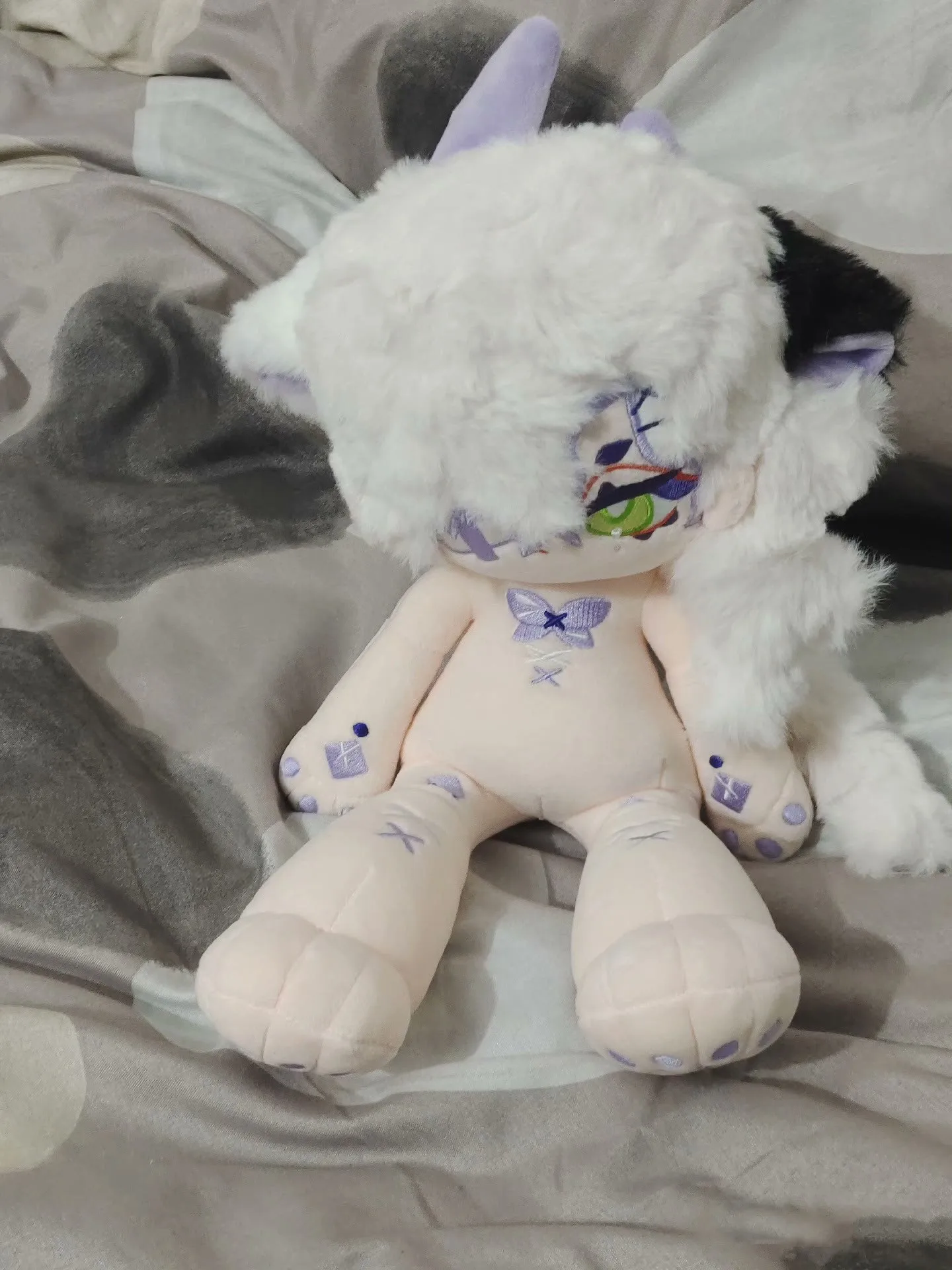 Anime Jing Qian monstruo mariposa nudo relleno 30cm Piernas Largas lindo peluche algodón almohada muñeca cuerpo Kawaii juguete para niños Gif