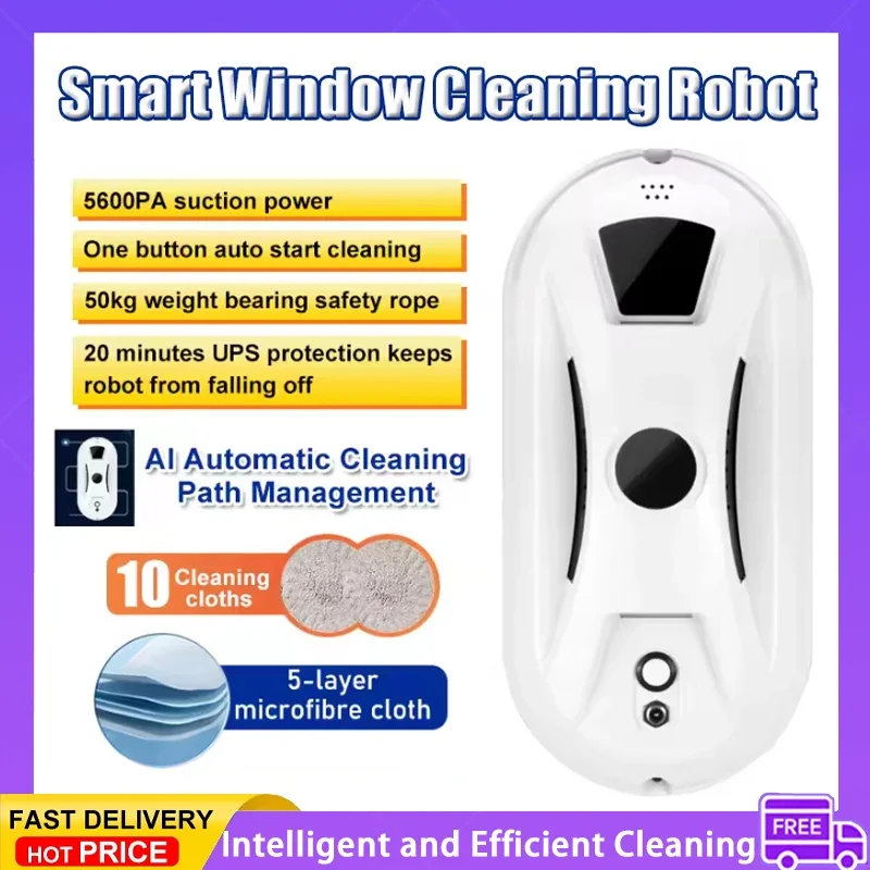 

Window Cleaner Robot Automatic Cleaning with Intelligent Path Planning Edge Detection Technology Remote Control White