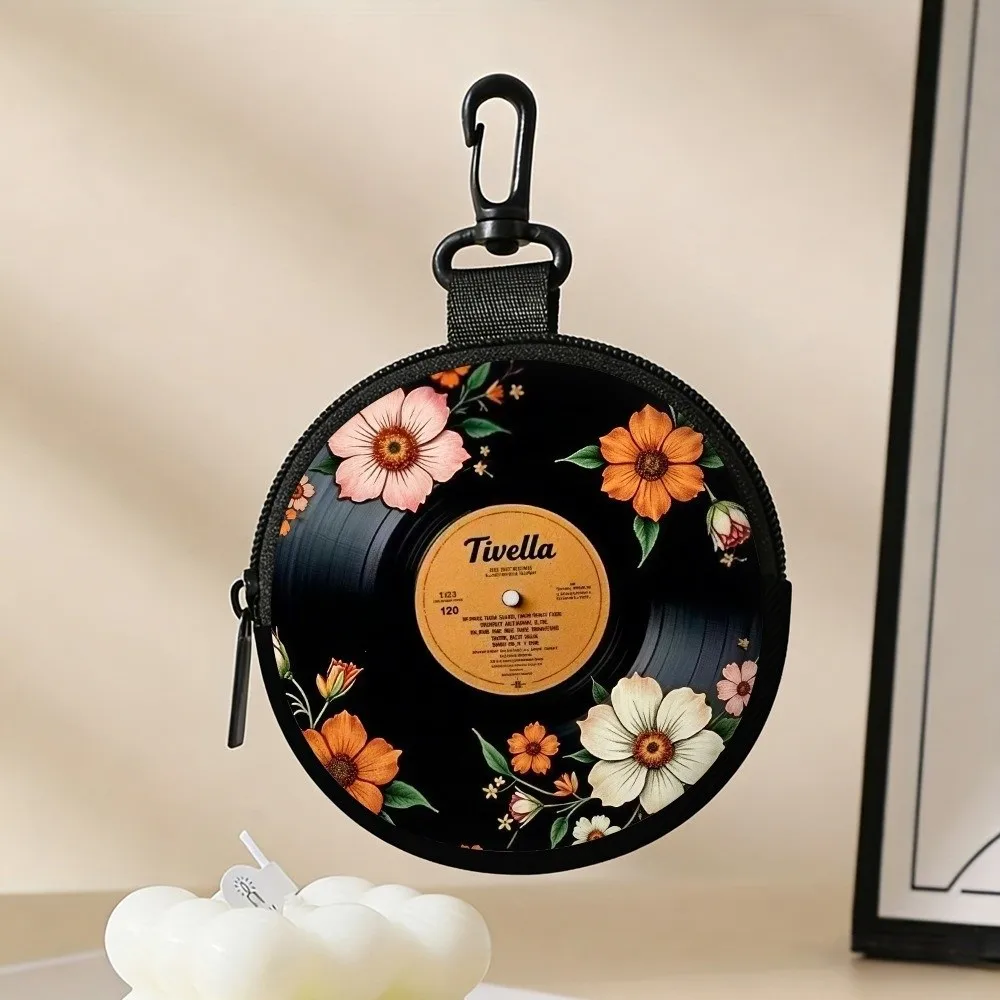 Lightweight Mini Coin Pouch Key Wallet Flowers Zipper Closure Car Key Case Waterproof Earphone Holder Mini Purse Household