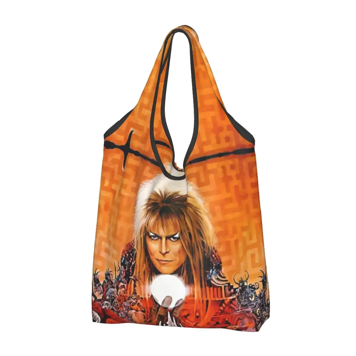 Custom Vintage Labyrinth Shopping Bag Women Portable Big Capacity Groceries Jareth The Goblin King Shopper Tote Bags