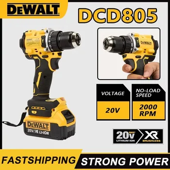 DEWALT DCD805 Taladro de impacto sin escobillas Destornillador eléctrico inalámbrico Taladro manual multifunción Herramienta eléctrica recargable de 20 V