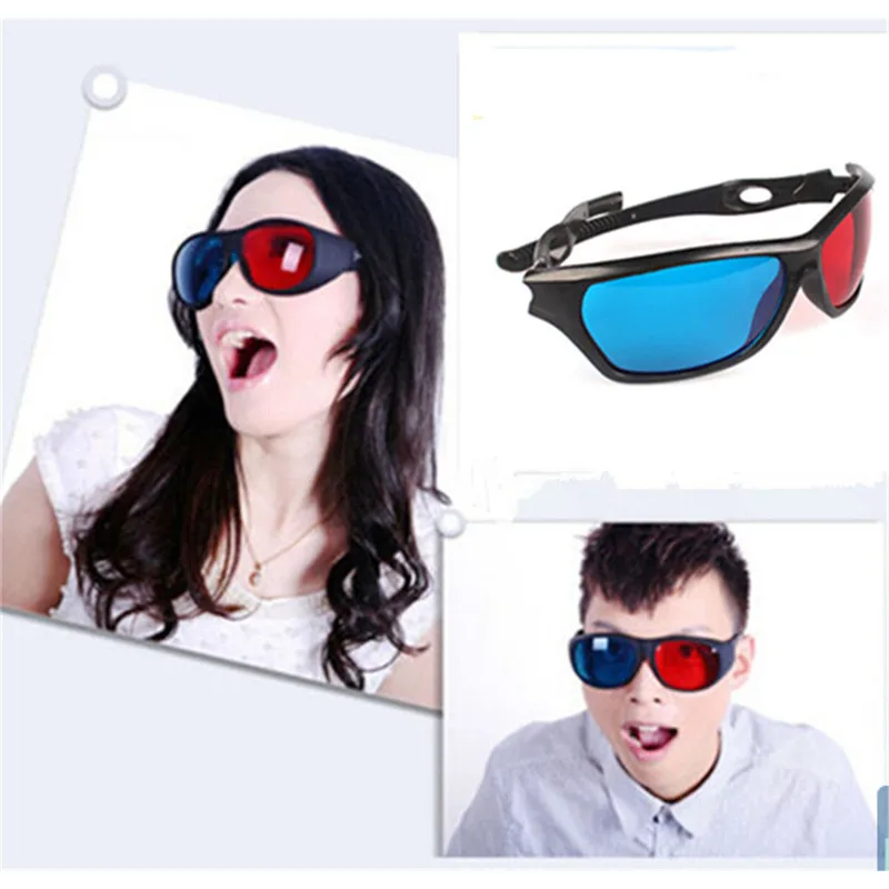 New-3D Glasses Red Blue Black Frame For Dimensional Anaglyph TV Movie DVD Game