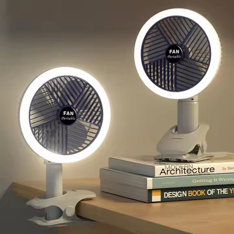 Portable Handheld Fan Cross-Border Foreign Trade Multifunctional Clip Fan LED Light Wall-Mounted Punch-Free USB Electric JMF-11