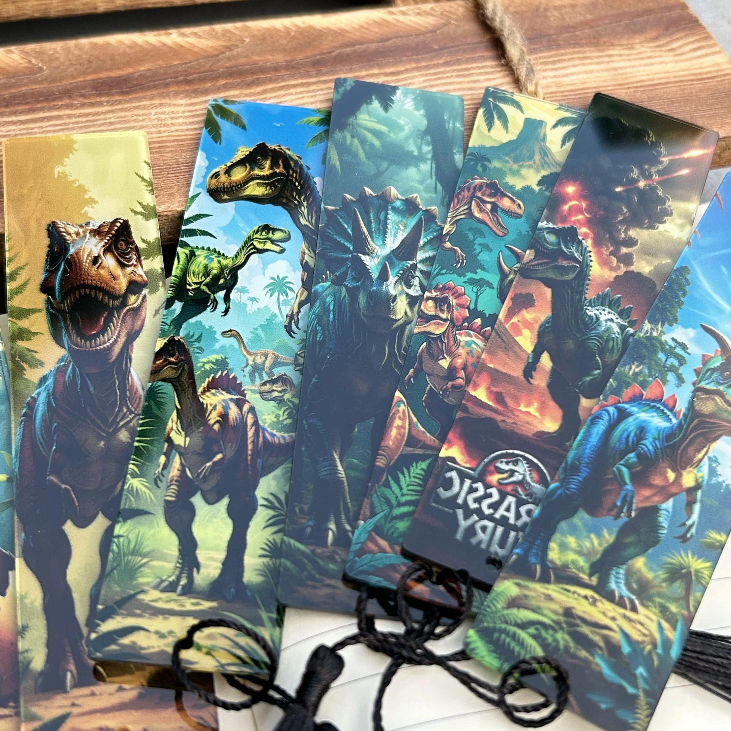 10pcs/1pc acrylic dinosaur bookmark with tassels, various dinosaurs, dinosaur eggs, reading enthusiasts, gifts, reading tags