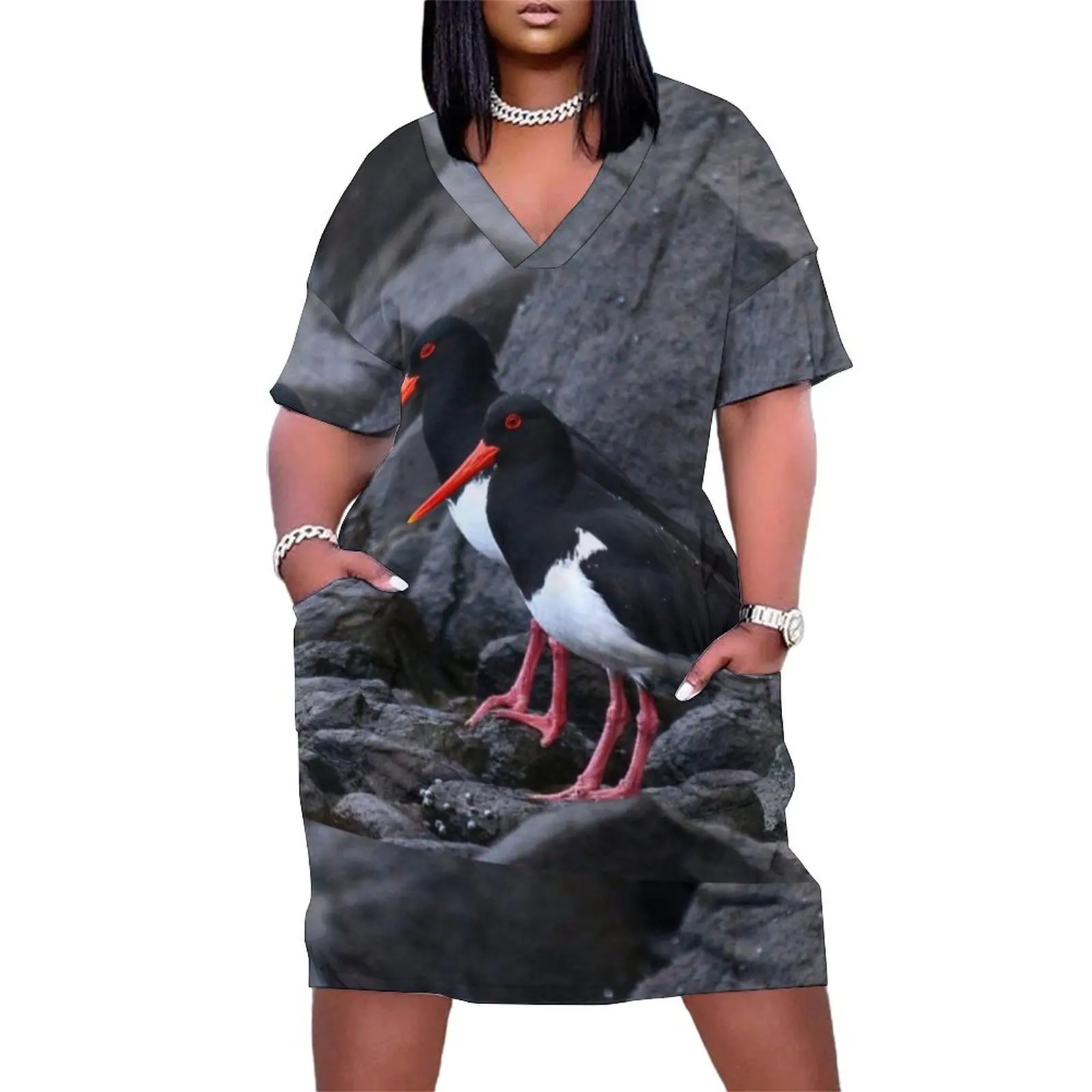 

Birds of a Feather - Australian Pied Oystercatchers Loose Pocket Dress cocktail dresses summer dress daily
