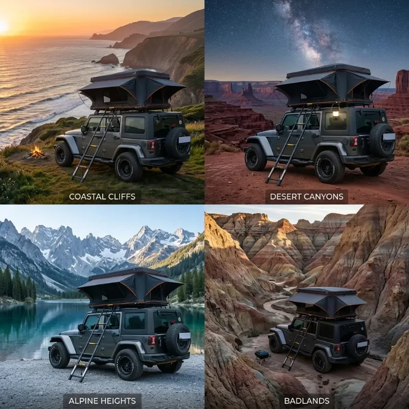 High Quality 4x4 Custom Black Aluminum Hard Shell Car Roof Top Tent Empty Shell Outdoor Camping Accessory