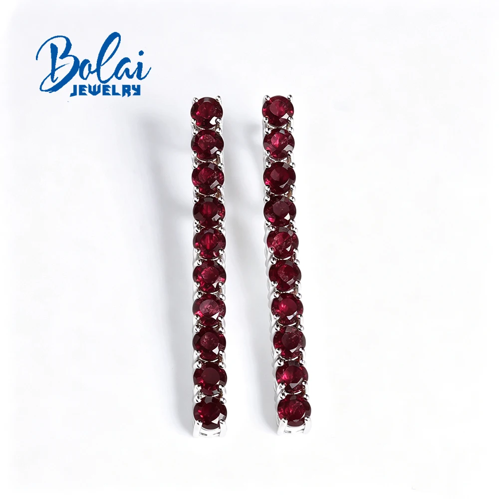 Elegant And Noble Natural Garnet Long Earrings 925 Sterling Silver Gorgeous Jewelry Women'S Banquet & Holiday Gifts