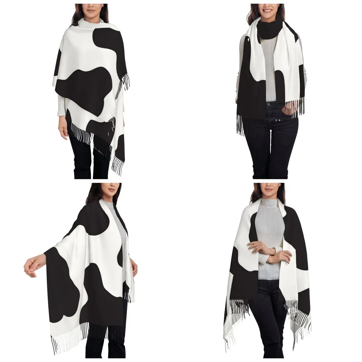 Cow Animal Print Cowboy Country Ranch Scarf Tassel Scarves Women Soft Warm Shawls and Wraps Long Fall Winter Shawl Wrap