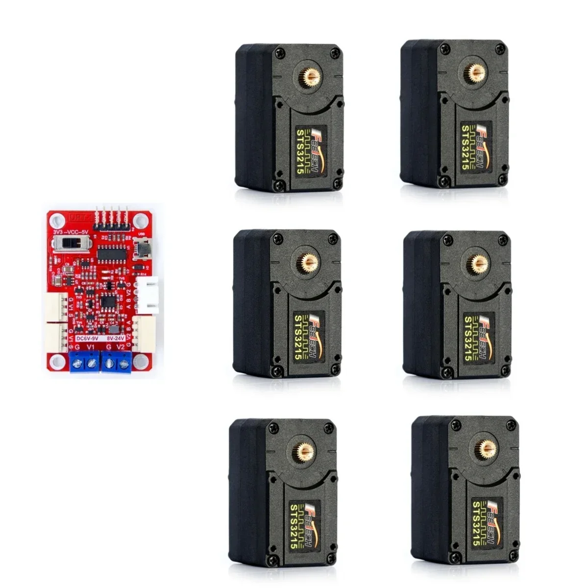 Feetech STS3215 19KG 7.4V Rapport de transmission 1:345 Servomoteur RC à double axe TTL pour bras robotique SO-ARM100 ST-3215-C001 (6 pièces)