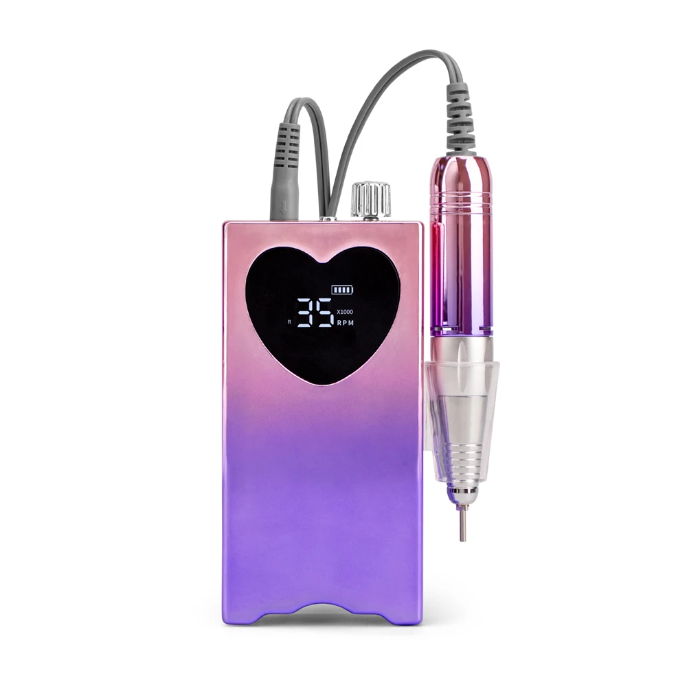 2 in 1 Portable and Desktop Nail Drill Cordless Electric Nail File Manicure Pedicure Polishing Heart Nail Drill Machine