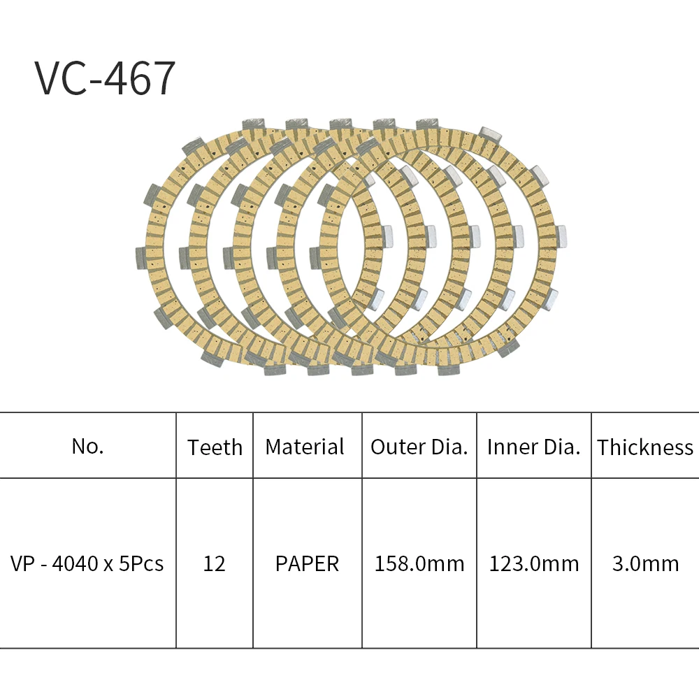 For Kawasaki Ninja 250 1986 Ninja 250R 1987 to 2007 250 R Motorcycle Clutch Friction Plates 5 PCS Paper Based Kits