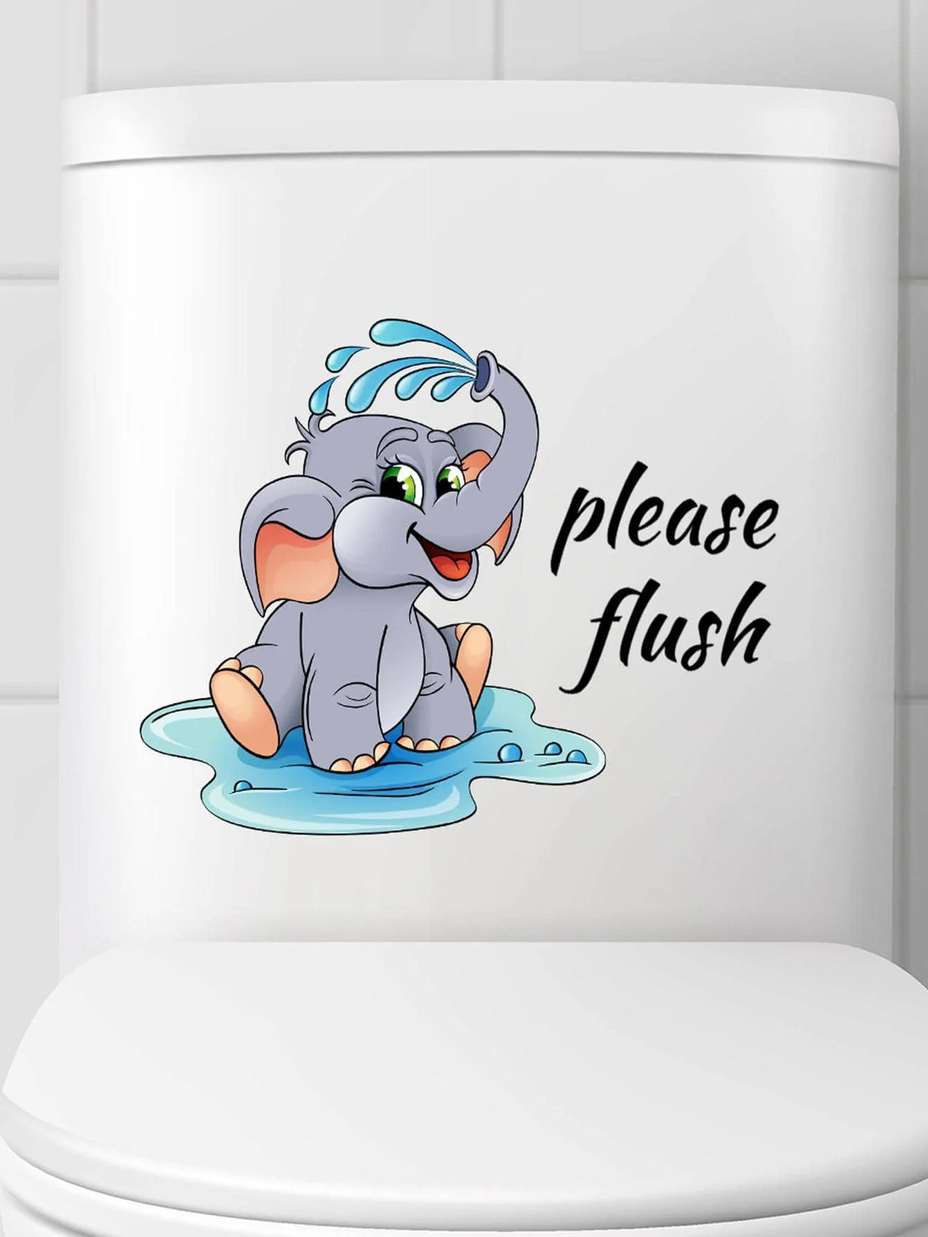 Toilet seat sticker Cartoon elephant cute creative bathroom toilet sticker decorative wall sticker waterproof sticker 1