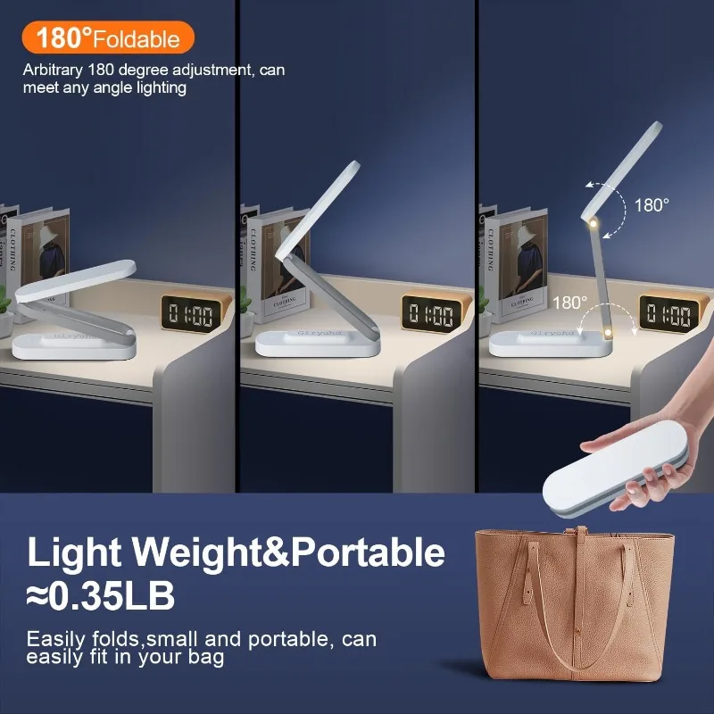 LED Desk Lamp for Office Home & Battery Operated Lamp Rechargeable Lamp Foldable & Portable Light, LED Desk Light Strip, 3 Brigh