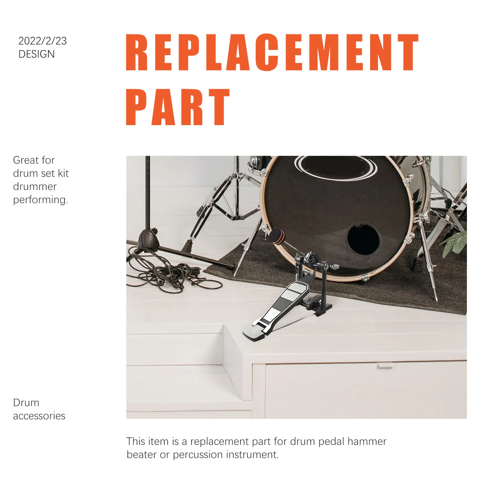 Pedal Beater Hammer Material Kick Beater For Drum Set Kit Practical Drum Pedal Hammer Percussion Instrument Part