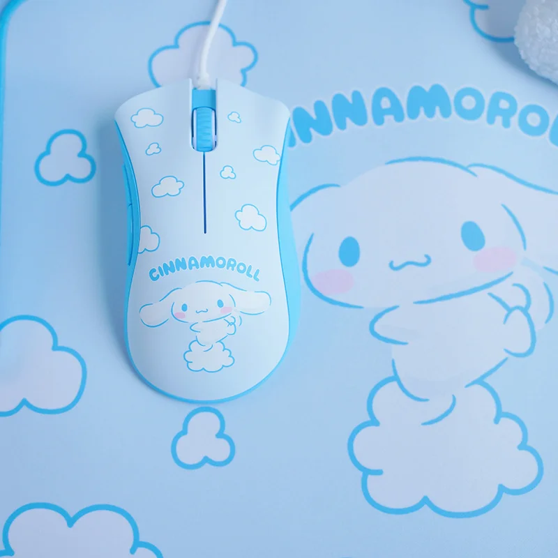 

Sanrio Cinnamoroll Limited Edition Deathadder Essential Wired Gaming Mouse Soft Mat Bundle Gift For Student Childrens