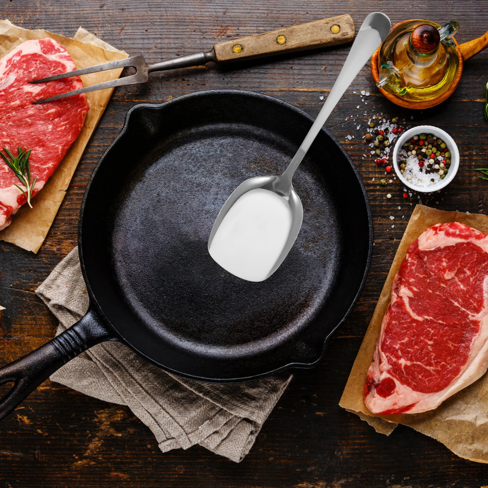 

Stainless Steel Cooking Spatula Heat Resistant Kitchen Utensil For Home Restaurant Non-Stick Pan Household Kitchen