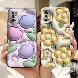 For Xiaomi Poco M3 Pro 5G Case Fashion Flower Square Lens Silicone Phone Case on Xiaomi Redmi Note 10 5G Note10 Shockproof Cover