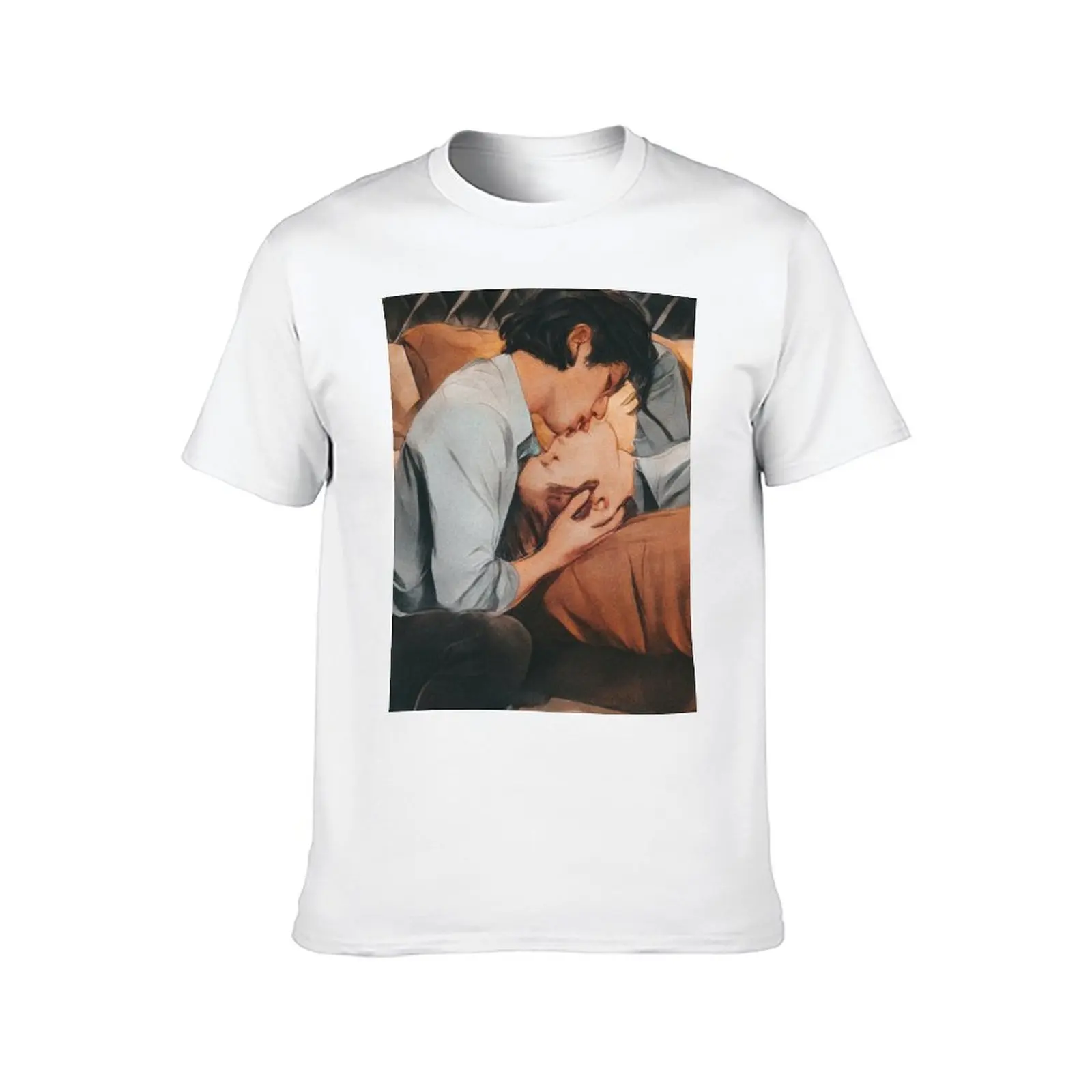 NetJames Bed Friend fanart hug kisses marks BL series couple thai saturated vintage gay kiss T-Shirt