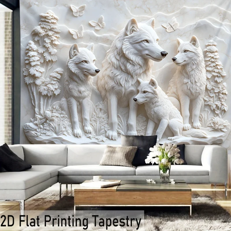 VIKAMA Harmonious Wolf Pack Tapestry HD Printed Wolf Wall Hanging for Living Room Bedroom Decor, Unique Gift Idea